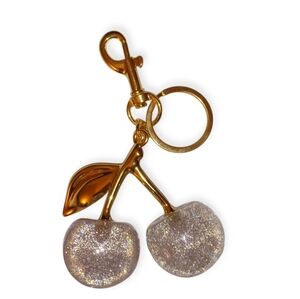 New Sparkling Bag Charm/Key Chain Silver Cherries